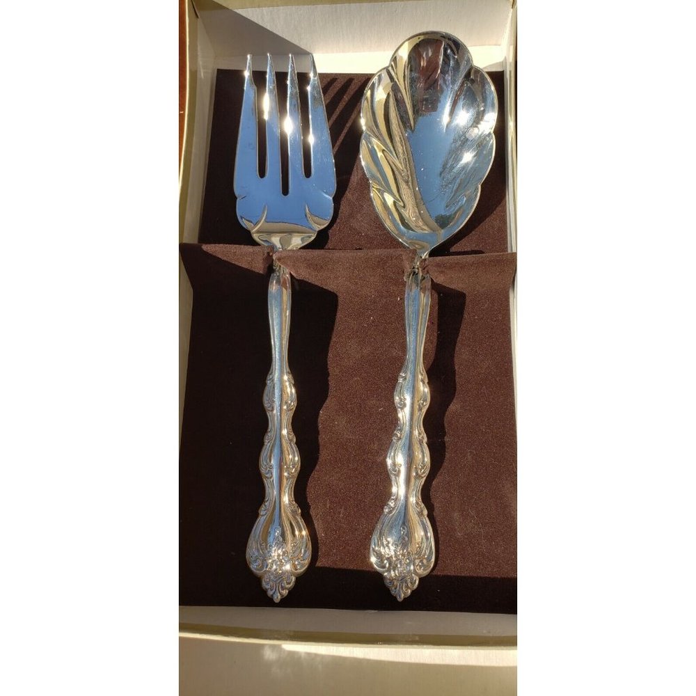 Vintage International Silverplate Serving Spoon & Fork Interlude Pattern NIB